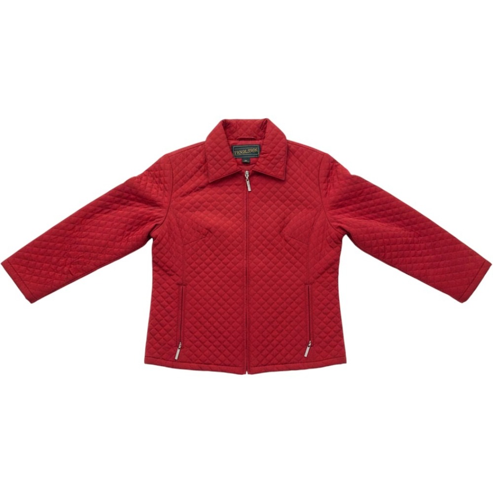 Pendleton Red Diamond Quilted Zip Front Jacket Womens Medium P73504 Collared
